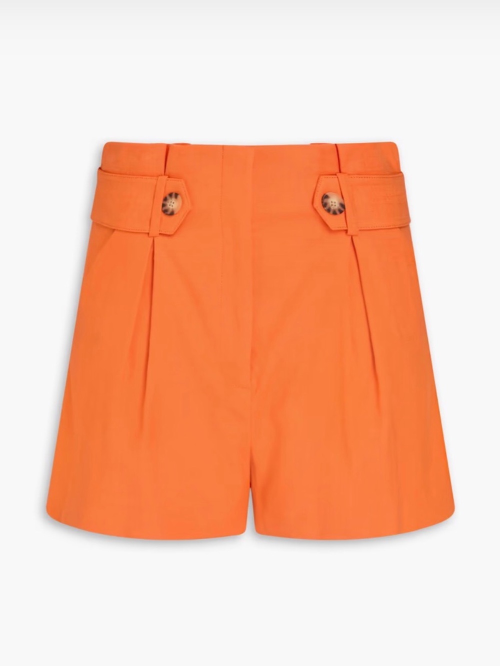 Veronica Beard Bright Orange High-Rise Tailored Linen Shorts